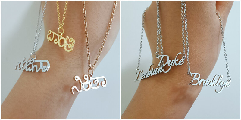 wholesale custom bar pendant with name jewelry personalized word of the year necklace